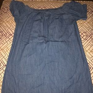 Denim dress.
